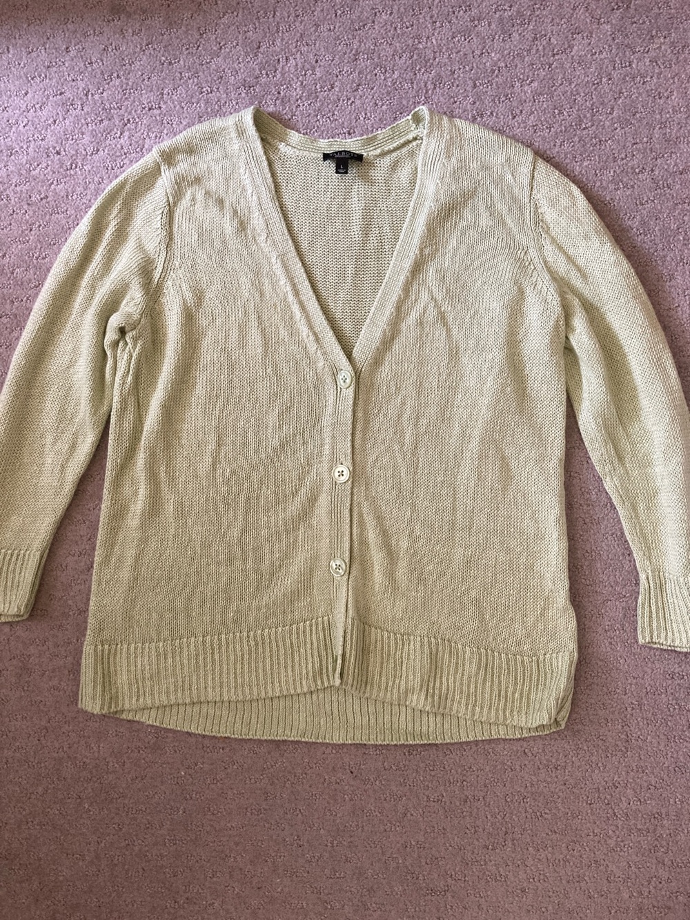 Talbots light green knit linen cardigan, Large